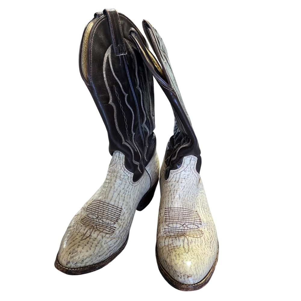 Abilene Sharkskin Cowboy Boots Two-Tone Western 20958 Men's 10D Vintage USA‎